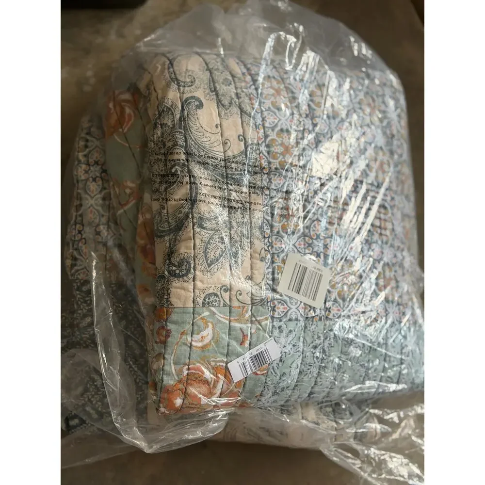 NEW! King Linden Street Westgrove Quilt Faded Denim Cotton